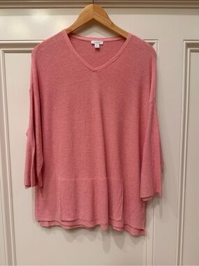 Pure Jill V-Neck Relaxed Pink Pullover slightly oversized
